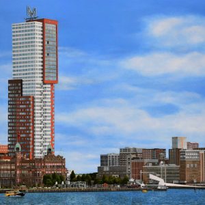 2022-Rotterdam-Kop-van-Zuid-vanaf-Westerkade-acryl-op-doek-80x120-cm